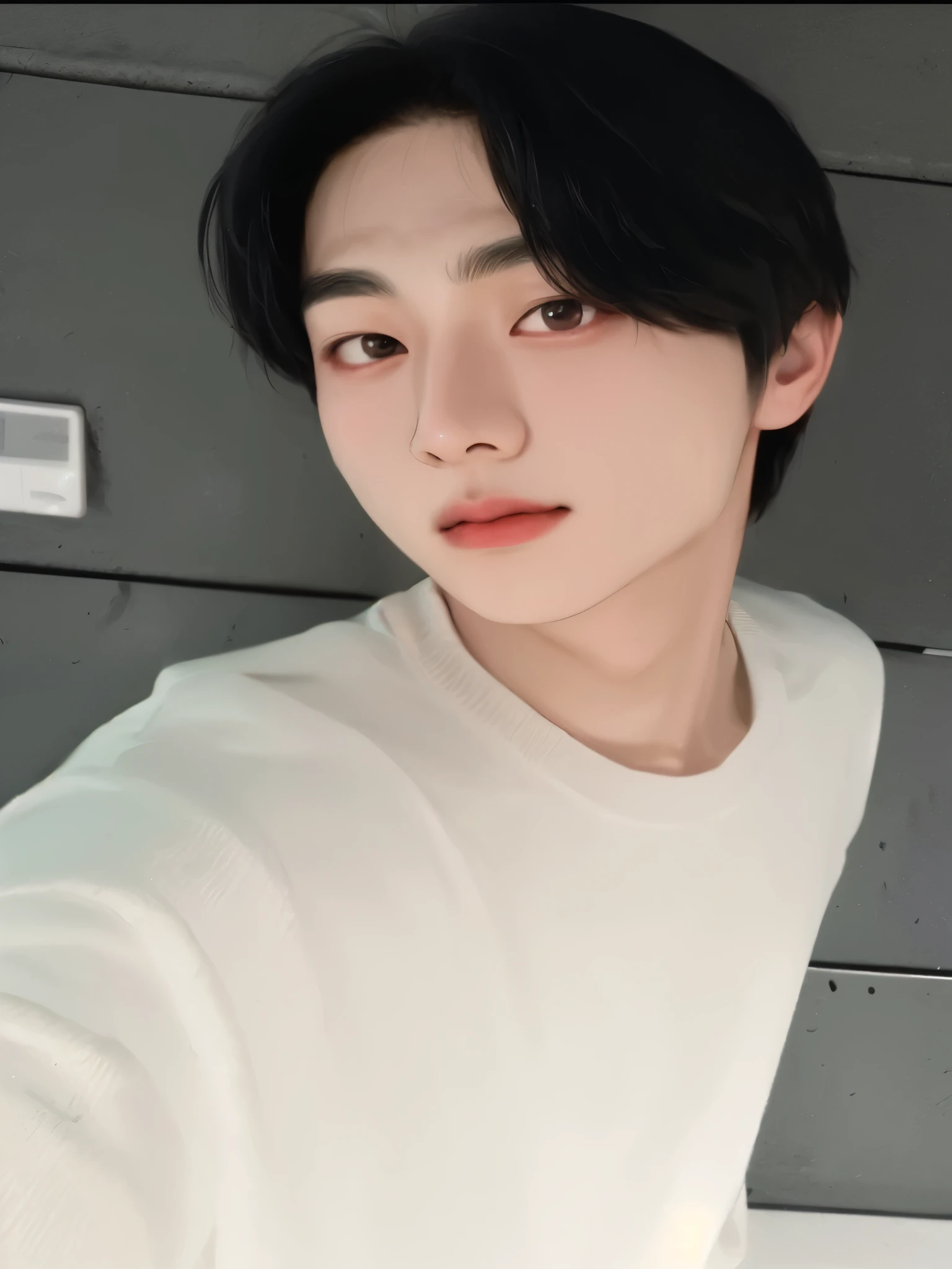 A close-up of a person taking a selfie with a cell phone, kim doyoung, Jinyoung Shin, TaeJune Kim, hyung tae, inspirado en jeonseok lee, cai xukun, pale korean adorable face, jungkook, jaeyeon nam, pintar ulzzang, foto de perfil en la cabeza, yanjun chengt, seson yoon, hong junio hyung, young pale angel yang jungwoon by enhypen, kpop idol boy, kpop idol face