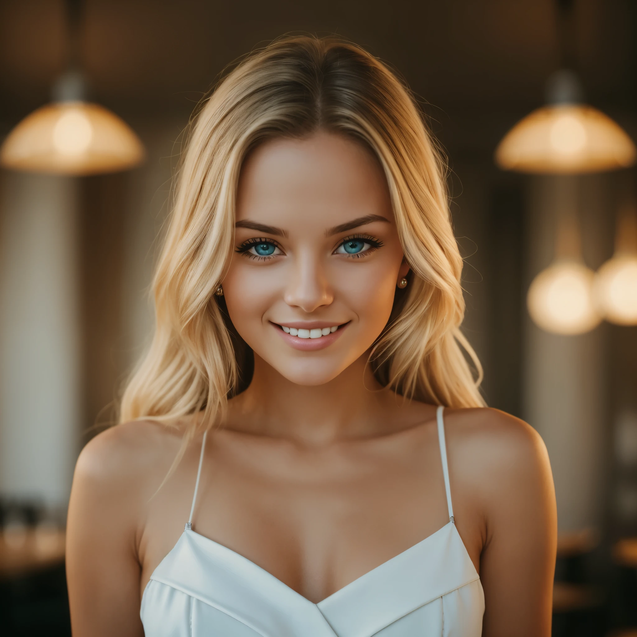 /imagine prompt: 150


cute beautiful blonde wearing a tight white evening dress (sitting inside a modern restaurant at night), very detailed, 21 years old, innocent face, natural wave hair, blue eyes, high-res, masterpiece, best quality, intricate details, highly detailed, sharp focus, detailed skin, realistic skin texture, texture, detailed eyes, professional, 4k, charmer smile, shot on Canon, 85mm,shallow depth of field, Kodak vision color, perfect fit body, extremely detailed, photo_\(ultra\), photorealistic, realistic, post-processing, max detail, roughness, real life, ultra realistic, photorealism, photography, 8k uhd, photography (film grain) medium shot to close up shot happy smiling atmospheric dark lighting  