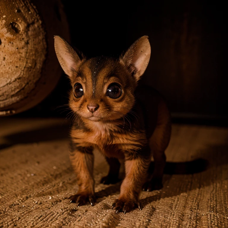 Little mammal creature, alien, big eyes, night creature, Red fur, quadrupedal, animal, cute
