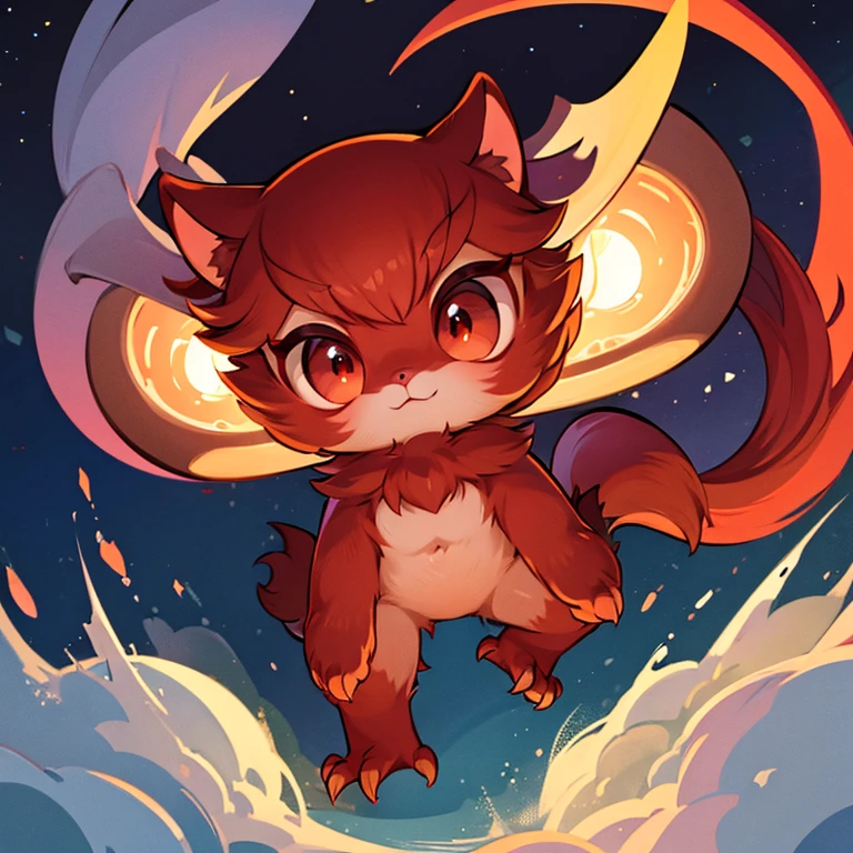 Little mammal creature, alien, big eyes, night creature, Red fur, quadrupedal, animal, cute