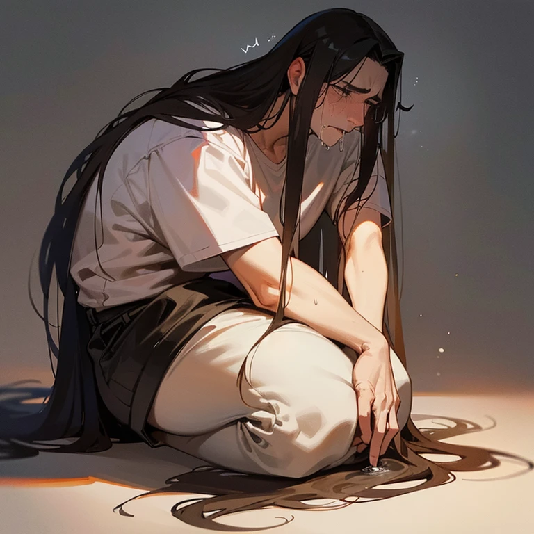 Greasy pathetic whimpering long haired man