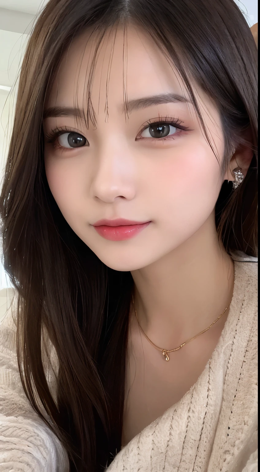 table top, highest quality, shape, Super detailed, finely, High resolution, 8k wallpaper, 完璧なダイナミックな構shape, beautiful and detailed eyes, Gorgeous and stylish black fluffy latest trend Tokyo winter clothes,ランダムなcute髪,small breasts,natural color lip, bold sexy pose,smile、20 year old girl、cute、sexy shot looking at camera,Always blur the background,perfect and beautiful face,Take only the face,beautiful and detailed face、slim face and style,Big eyes、Do gal makeup,real photos、luxury brand mink coat