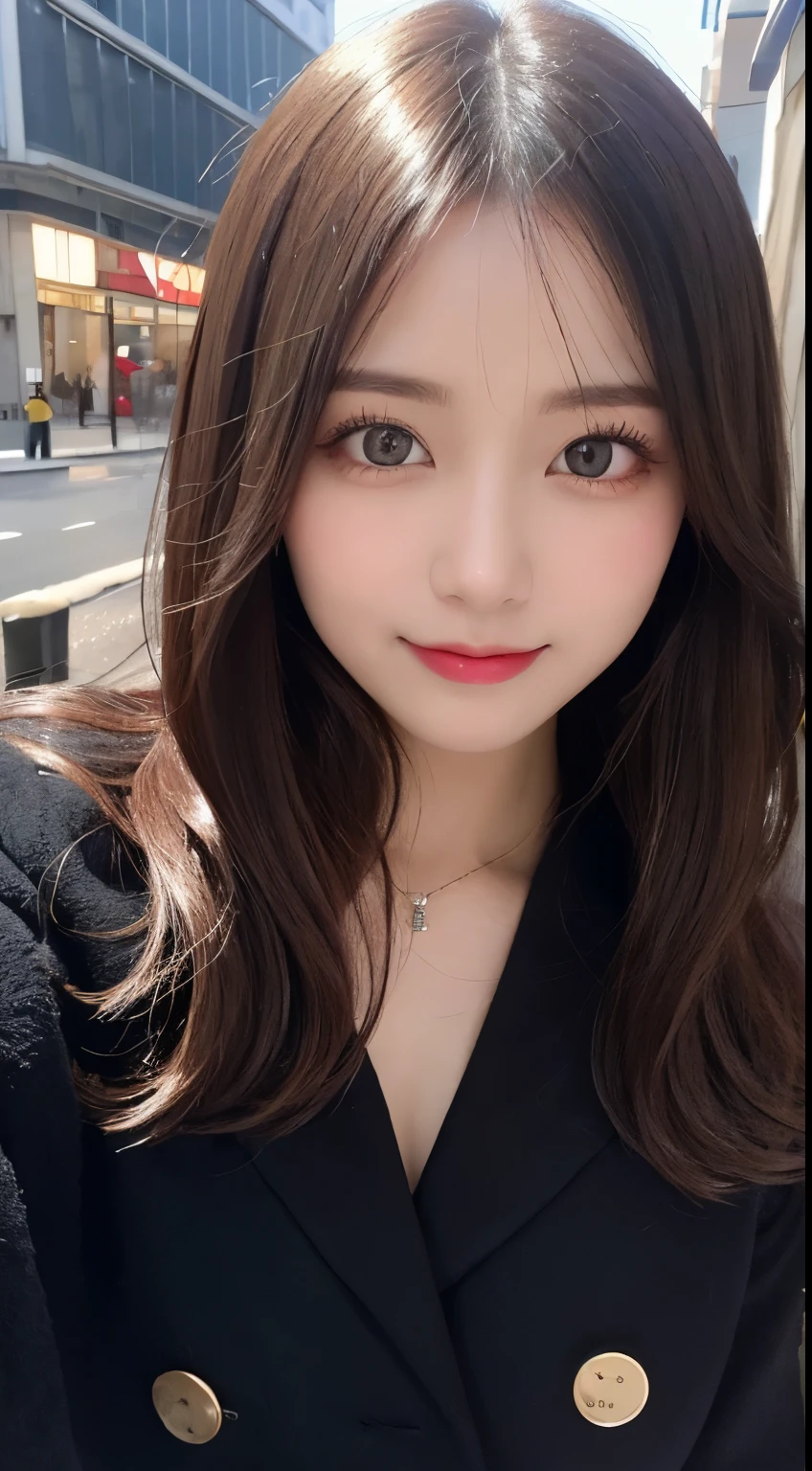 table top, highest quality, shape, Super detailed, finely, High resolution, 8k wallpaper, 完璧なダイナミックな構shape, beautiful and detailed eyes, Gorgeous and stylish black fluffy latest trend Tokyo winter clothes,ランダムなcute髪,small breasts,natural color lip, bold sexy pose,smile、20 year old girl、cute、sexy shot looking at camera,Always blur the background,perfect and beautiful face,Take only the face,beautiful and detailed face、slim face and style,Big eyes、Do gal makeup,real photos、luxury brand mink coat