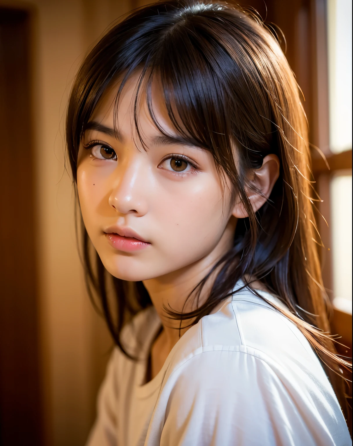 best quality, face focus, soft light, ultra high res, (photorealistic:1.4), RAW photo,
1japanese boy, solo, cute, (pupil, lights in the eyes), detailed beautiful face, (),(high resolution detail of human skin texture),
(long color hair),
indoor, Shirt
(portrait)