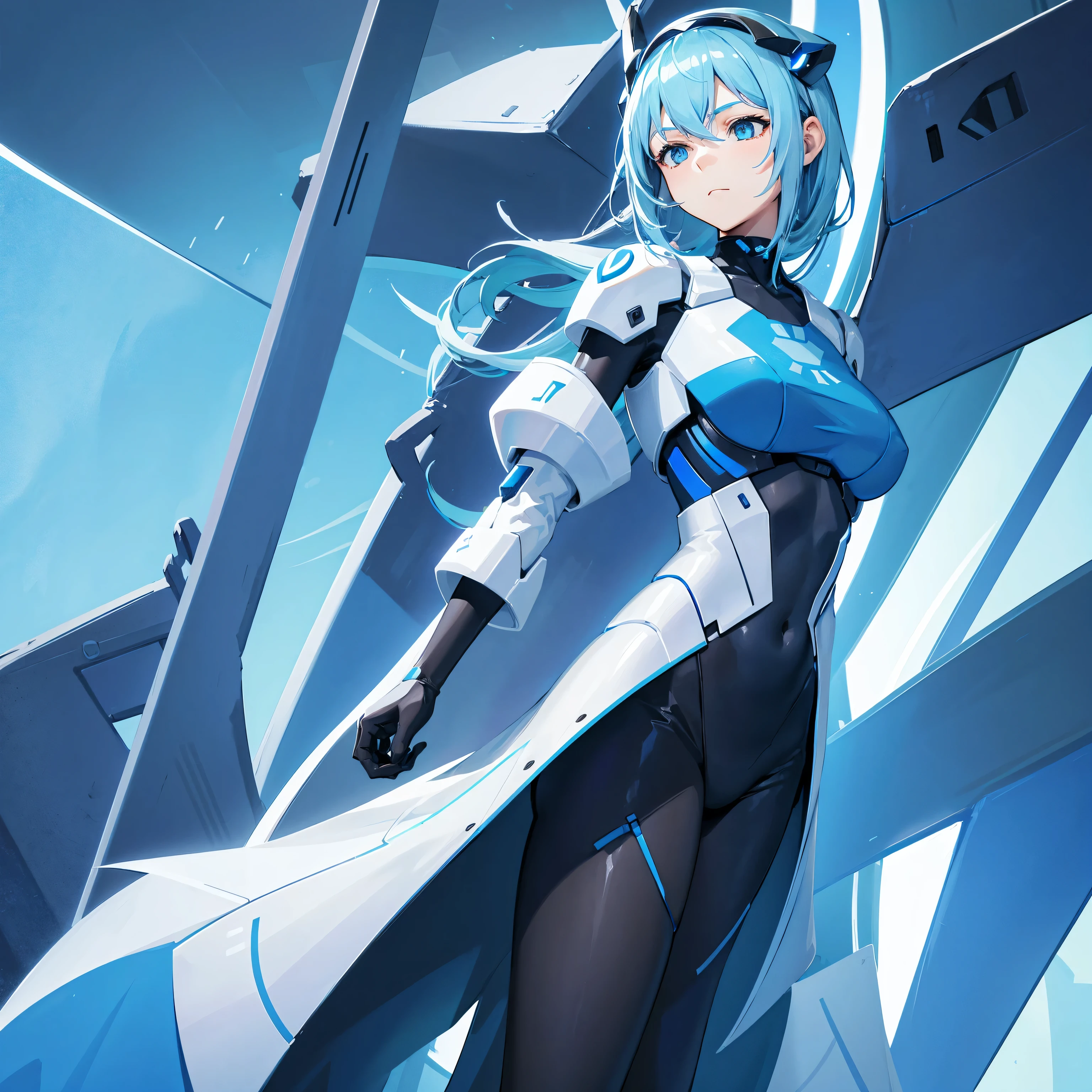 Generate an avatar of a futuristic, friendly AI assistant with a sleek and minimalistic design, featuring blue and white color tones. The avatar should have a positive and approachable expression.