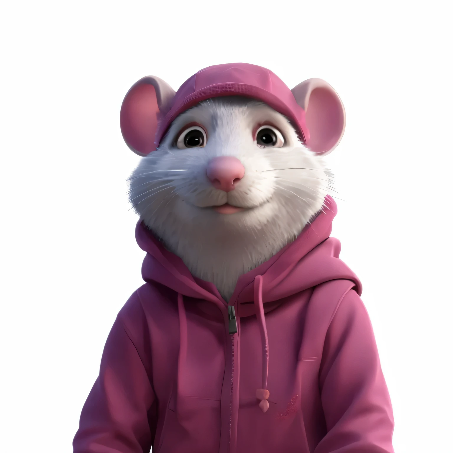 Araffe com um moletom rosa e uma jaqueta rosa na praia, personagem de filme, como um personagem da Pixar, pink iconic character, an anthropomorphic rat, em um moletom, master splinter, chocalho, peludo estilizado da Disney, Stanley Rato, anthropomorphic rat, retrato em close, anthropomorphic rat