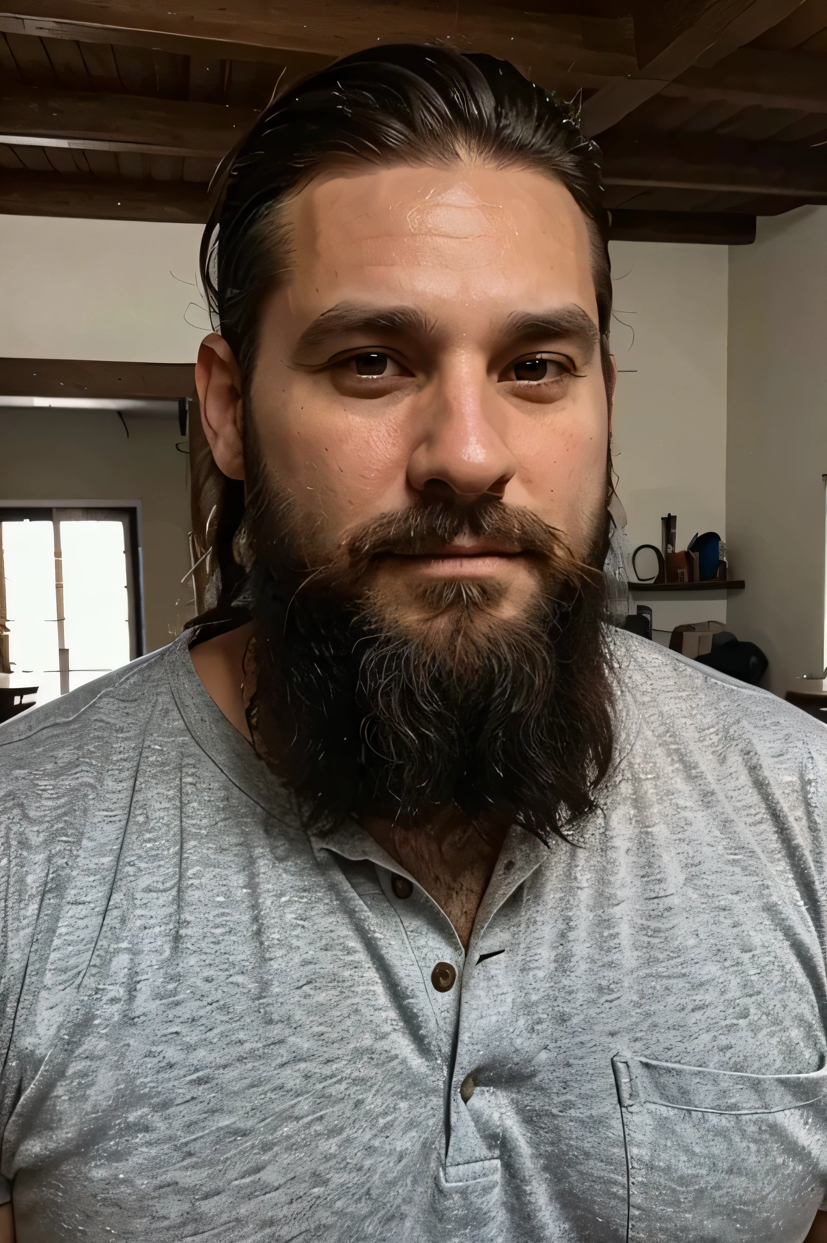 40 year old man with beard., por el blanco