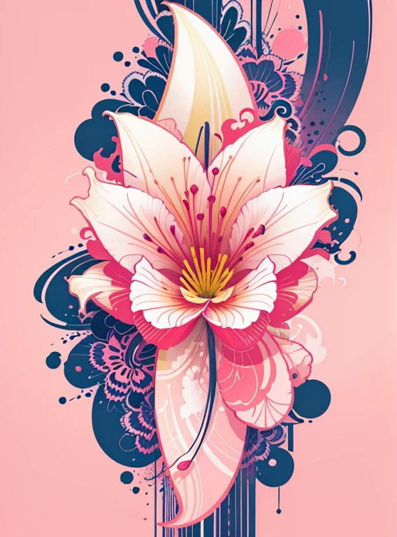 abstract lily flower wallpaper, vector style, splash ink, colorful, intricate