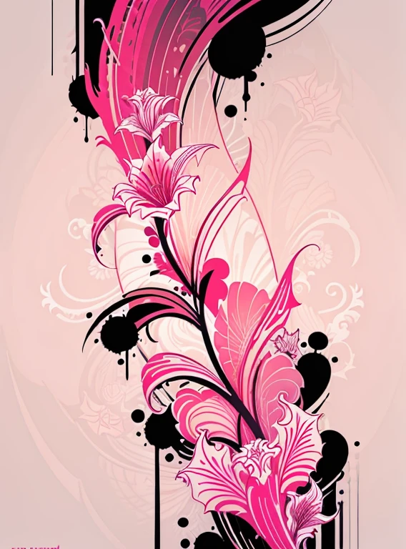 abstract lily flower wallpaper, vector style, splash ink, colorful, intricate