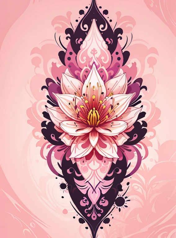 abstract lily flower wallpaper, vector style, splash ink, colorful, intricate