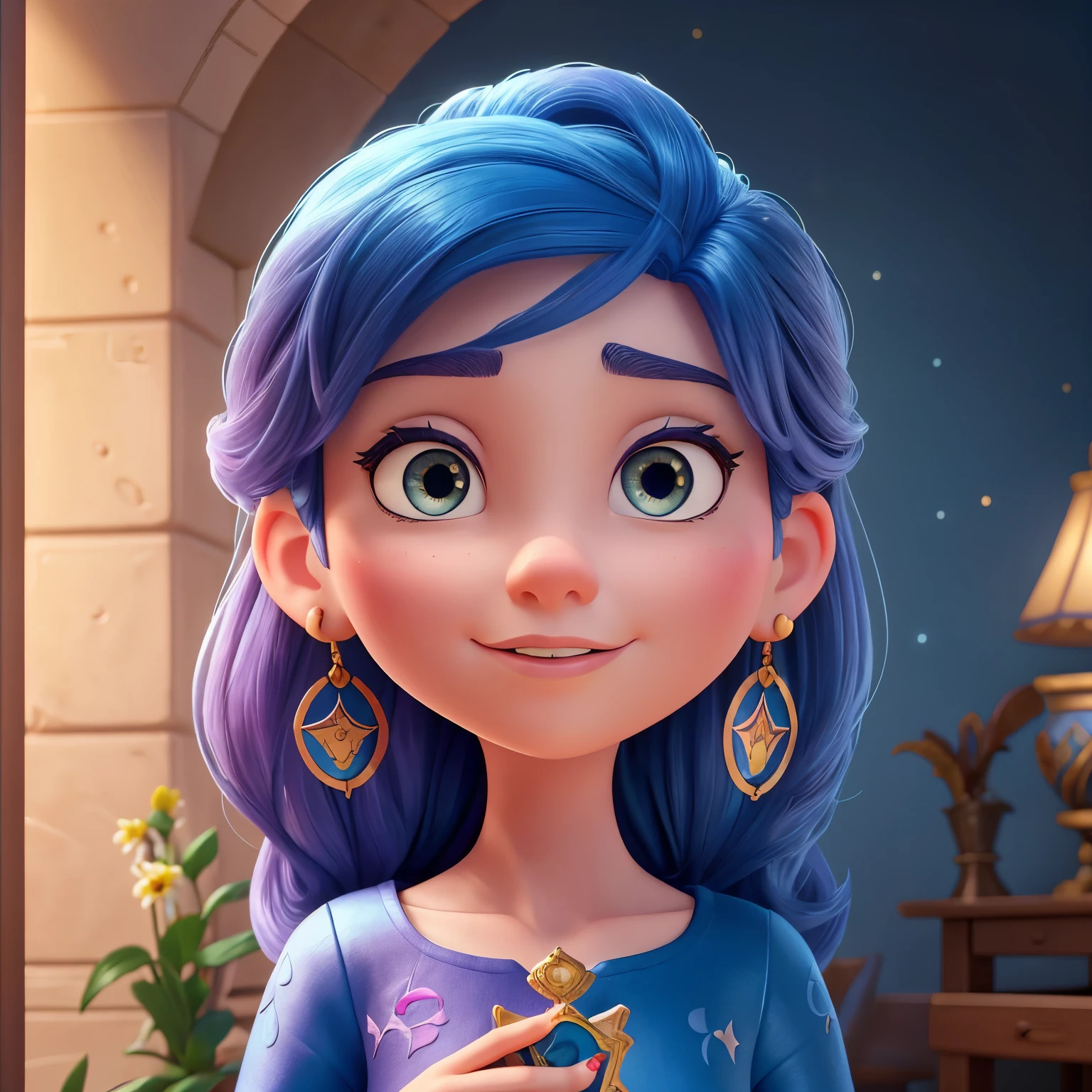 As a skilled Disney-Pixar visual artist, your task is to create a captivating depiction of a tarot professional's face. She excels in tarot reading, infusing a touch of magic into her interpretations. Craft her facial features to be friendly, enchanting, and expressive.
Additional Details (optional):
Integrate subtle tarot-related elements, like ethereal tarot cards surrounding her.
Ensure her facial expression communicates a blend of wisdom, curiosity, and a dash of magic.
Consider including accessories such as mystical earrings or bracelets that complement the Disney-Pixar style.