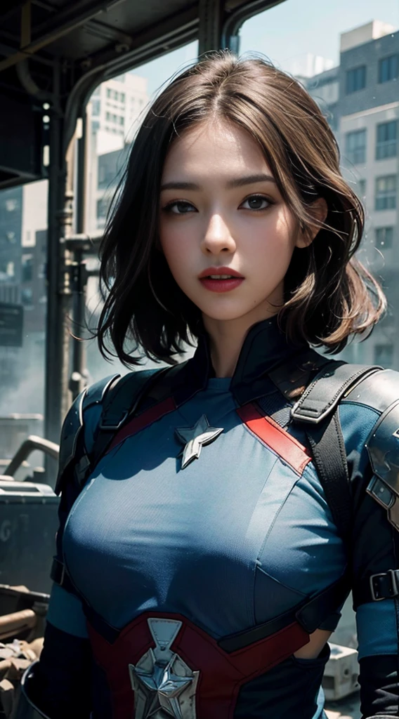 (1girl:1.3), solo,__body-parts__, official art, unity 8k wallpaper, ultra detailed, beautiful and aesthetic, beautiful, masterpiece, best quality, RAW, masterpiece, super fine photo,, best quality, super high Resolution, photorealistic, sunlight, full body portrait, stunningly beautiful,, dynamic pose, delicate face, vibrant eyes, (side view), she is wearing a futuristic captain America mech, red white and blue , Highly detailed abandoned warehouse background, detailed face, detailed complex busy background, messy, gorgeous, milky, high detailed skin, realistic skin details, visible pores, sharp focus, volumetric fog, 8k uhd, dslr camera, High quality, film grain, fair skin, photorealism, lomography, sprawling metropolis in a futuristic dystopia, view from below, translucent