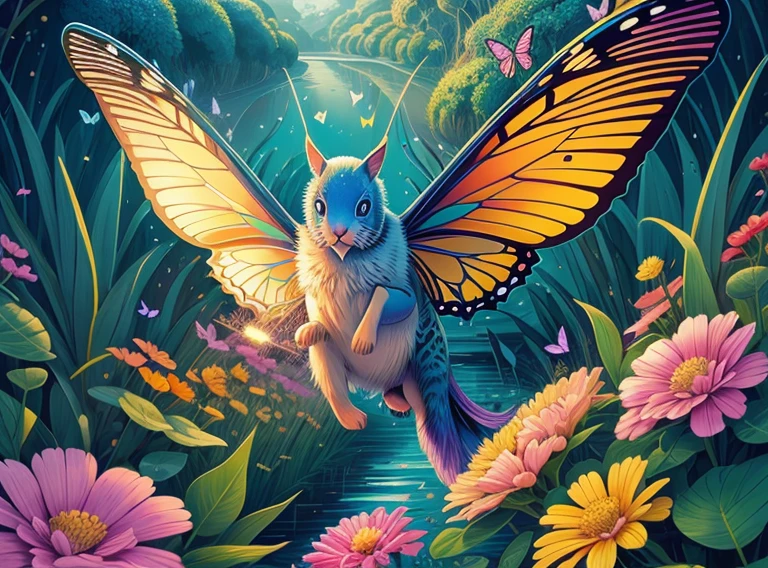 FUNDO 100% portanto, Illustration with colorful butterflies flying illustrating background 100% portanto, flores ao redor do fundo portanto, obra prima, best resolution 16k, Colouring, tamanho  2000x2600 pixels