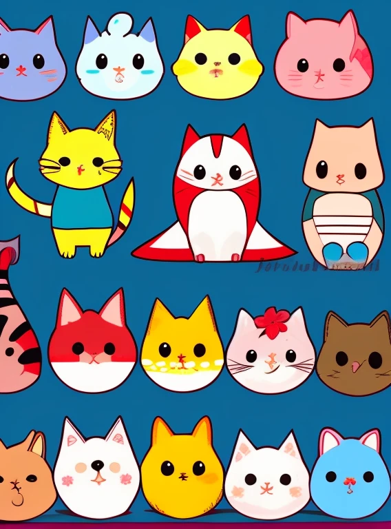 gatinhos,fofinhos, chibi, fundo simples, adorable animals, kawaii, vibrant colors