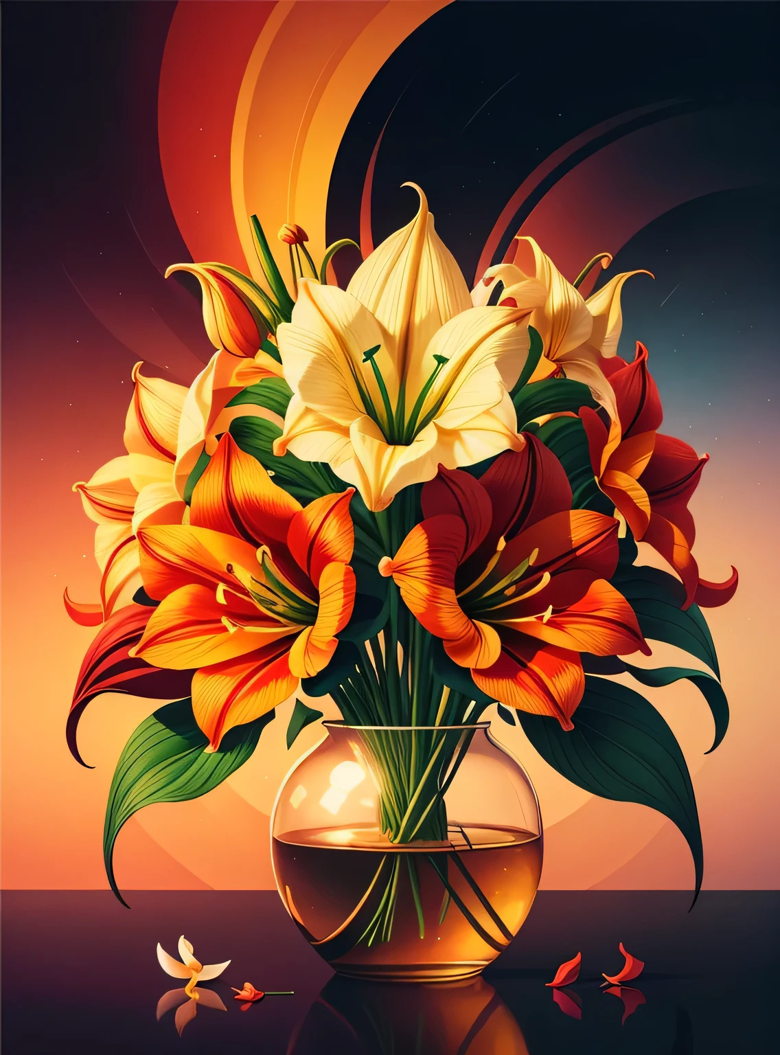 melhor qualidade, obra de arte, ultra high resolution, (foto realista: 1.4), surrealismo, sonhe como, Amaryllis flower, ((Arte abstrata)), Bordado