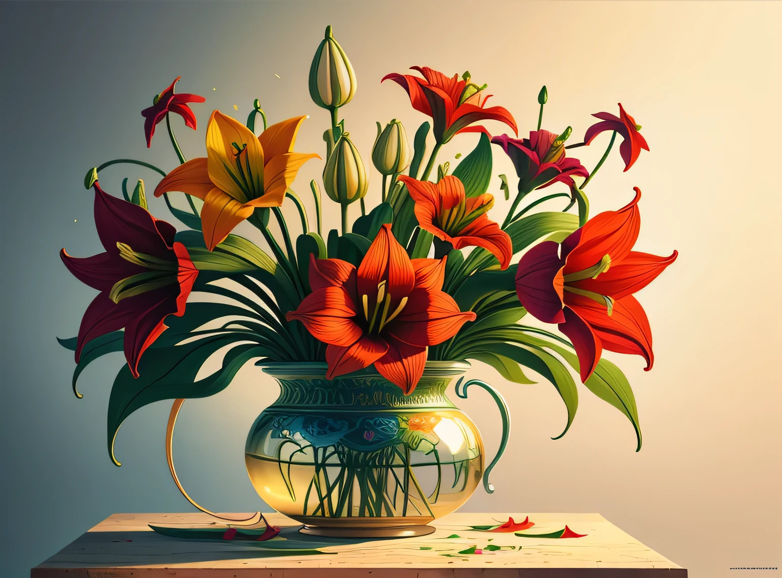 melhor qualidade, obra de arte, ultra high resolution, (foto realista: 1.4), surrealismo, sonhe como, Amaryllis flower, ((Arte abstrata)), Bordado 