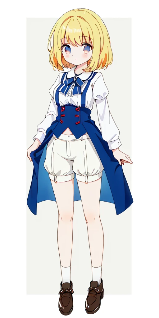 ((masterpiece、top-quality)), 1girl in, ((full body Esbian、Standing picture)), cute young woman, Colored hair, white shirt, shortpants, Black garter belt、(white backgrounid)