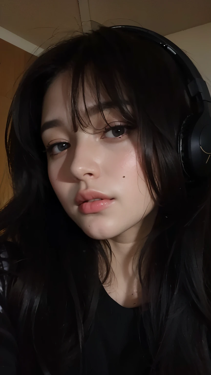 A close-up of a woman with headphones on her head, Retrato Sophie Mudd, Anna Nikolanova aka Newmilky, Pokimane, com fones de ouvido, 18 anos, Delphine bonita, Yelena Belova, Angelina Stroganova, morena com cabelos loiros tingidos, 🤤 retrato da , 2 Modelo feminina de 4 anos, julia gorokhova, Modelo do Instagram