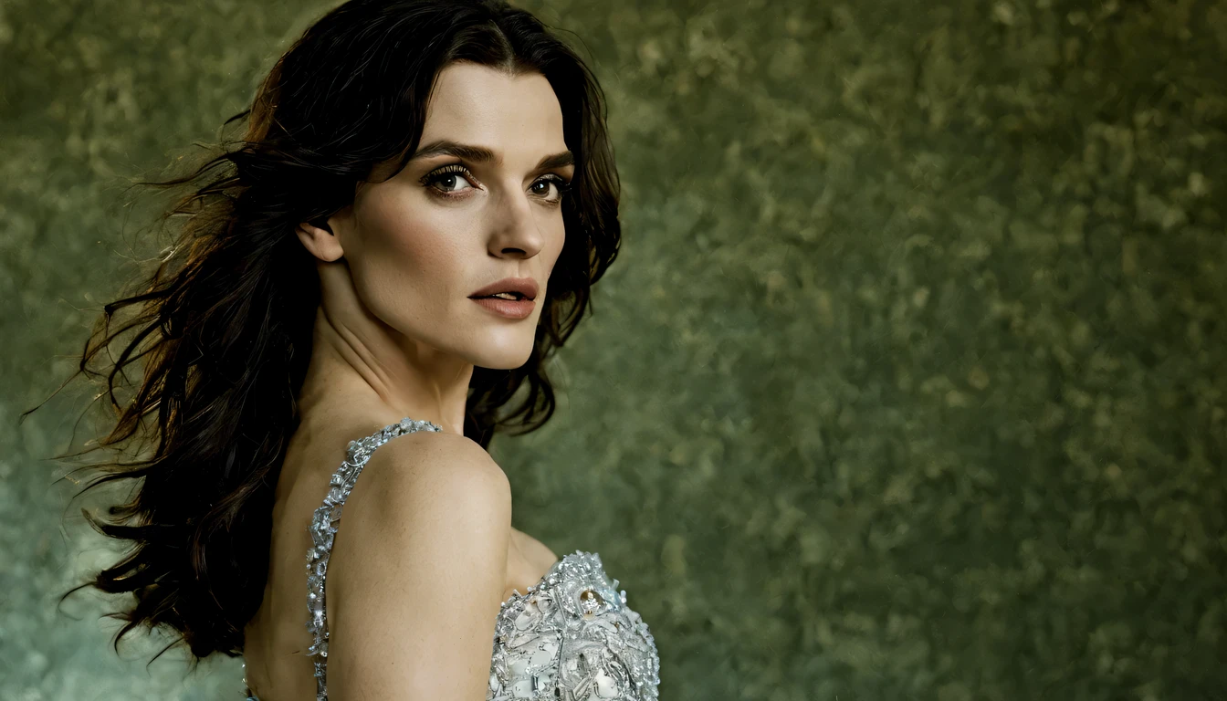 (obra-prima), (melhor qualidade), ((ultradetalhada)), (hiperrealista), (foto altamente detalhada), cinematic lighting, fotorrealista, jovem extremamente bonita (Rachel Weisz), (25 anos), no interior da Europa, vestido branco detalhado e intrincado, brilhante, lustroso, sharp , glamour, epic, foco, alto contraste, artistic, scenic