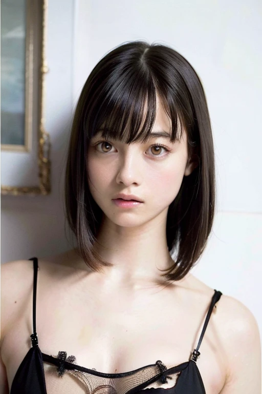 highest quality, masterpiece, (realistic: 1.4), ultra high resolution, (realistic: 1.4), RAW photo, one girl, black hair, shiny skin, , whole body, whole body Photo, micro bikini, huge breasts, highly exposed, I'm looking forward to, cleavage, sleeping in bed, ((highest quality, 8K, masterpiece: 1.3)), sharp focus: 1.2, beautiful woman with perfect figure: 1.4, thin abs:1.2,((layer cut, big:1.2)), wet body: 1.5, Highly detailed face and skin texture, fine eyes, double eyelid, very short hair, BDSM, slave, black corset, bondage, collar, restrained,from below,contempt,panties,Arms tied with hemp rope,NSFW