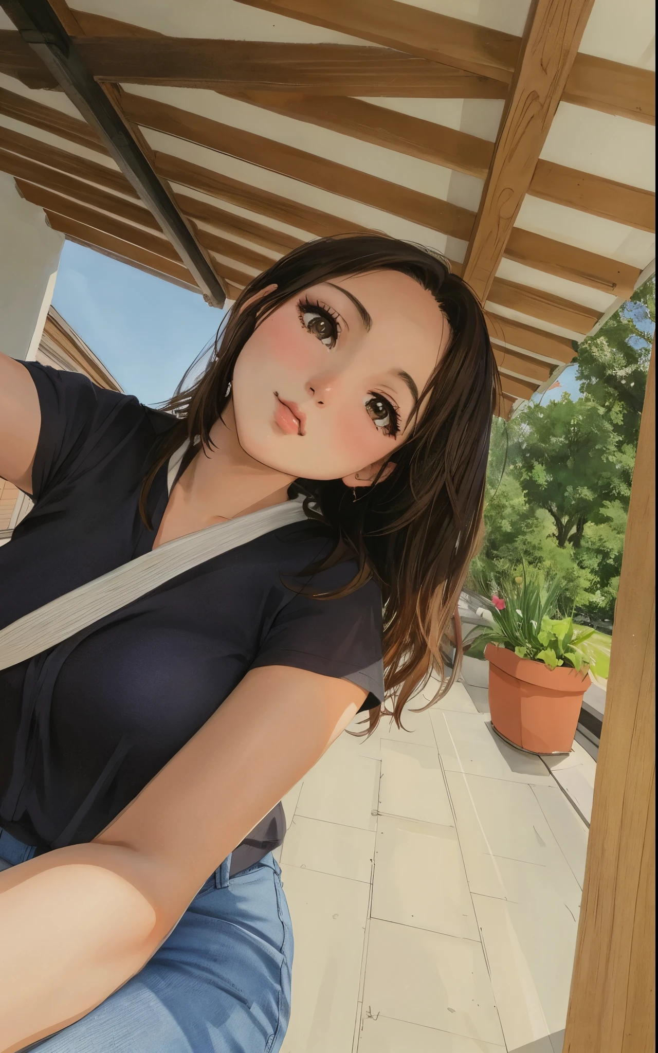 there is a woman anime, selfie of a young woman, manga, alta resolución, selfie photograph,