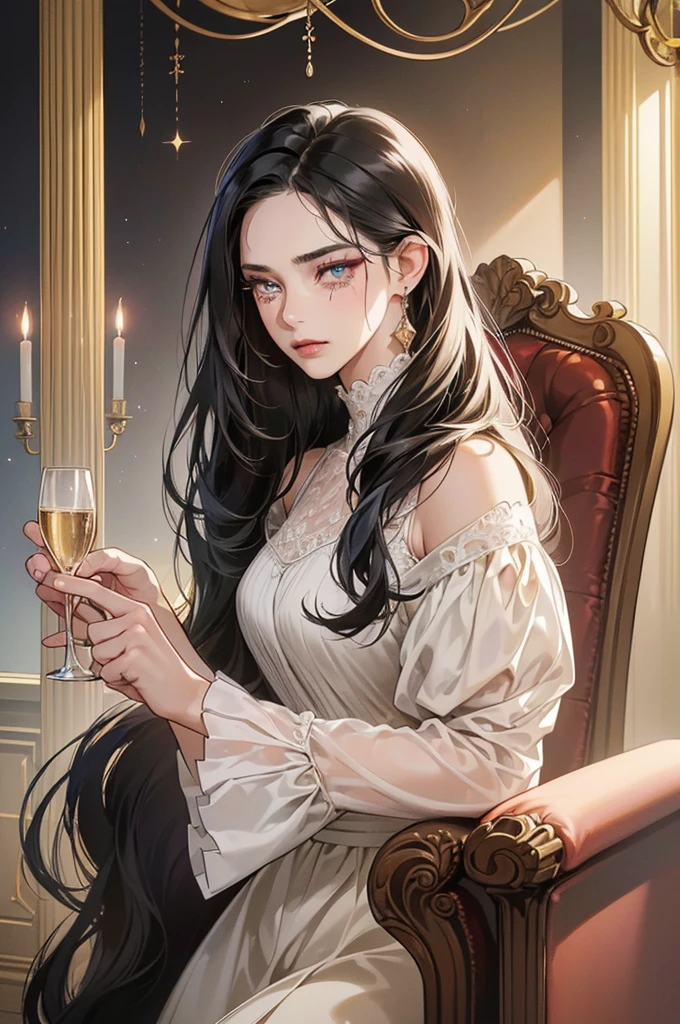 royal princess drinking wine, crown