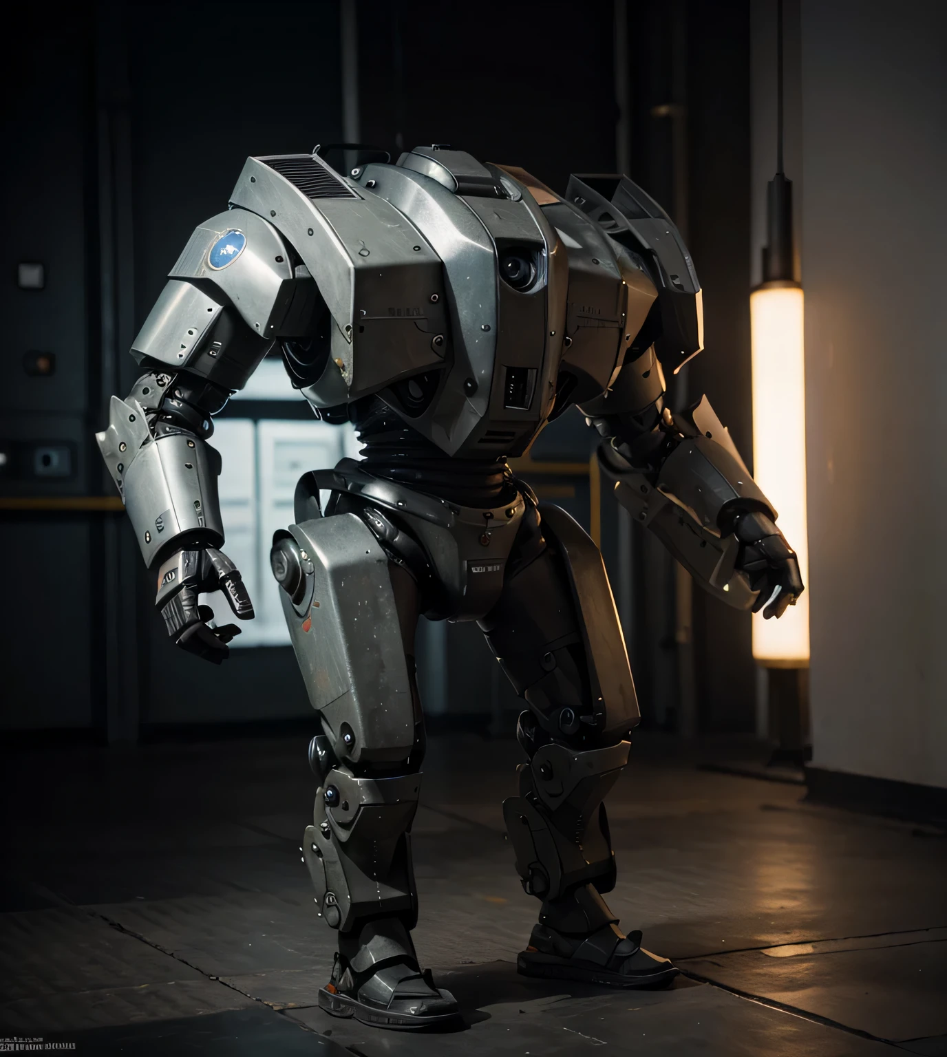 robot, sin cabeza, German style heavy armor from World War II., smooth artdeco style lines, geometric shapes and straight lines, You have painted symbols of the German army., lanzacohetes en sus brazos, pipes and cables, hangar militar muy avanzado, Luz tenue , niebla, ultra detallado, hyper Realista, 4k, ultra detallado image, Realista, muy detallado, perfect composition, gorgeous, Intrincadamente detallado, incredibly detailed, 8 k artistic photography, hiper detallado, obra maestra, ultra detallado, hyper Realista, 4k, ultra detallado image, Realista, muy detallado, perfect composition, gorgeous, Intrincadamente detallado, incredibly detailed, 8K fine art photography, hiper detallado, obra maestra