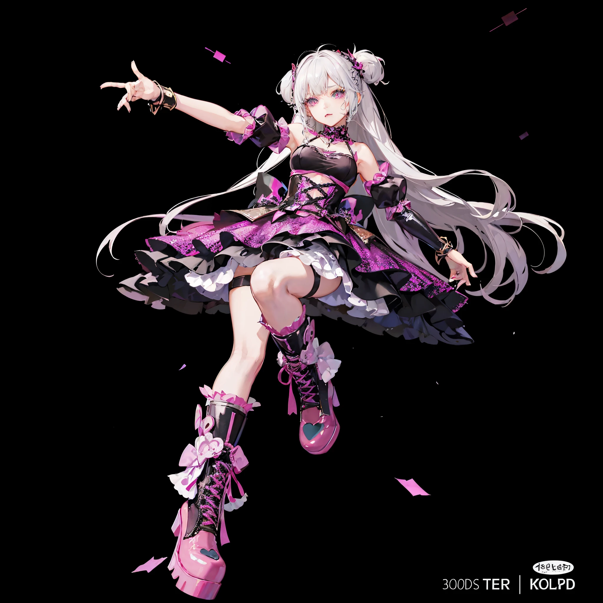 Araf girl in pink and black dress and boots holding microphone, kerli koiv as anime girl, render of a cute 3d anime girl, anime barbie doll, she is dancing. actual, gothic shoujo anime girl, dollfie dream, 3d anime girl, April rendering, Anime Girls Cosplay,  wearing clothes, Anime style 3D