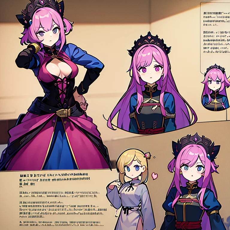 Personagem feminino,cabelo longo,cheio e ondulado de cor castanho escuro, seus olhos castanhos escuro, cor da pele parda, de cores das veste branca, with pink and lilac details, em desenho flores, a female character and is a bomb master who is from china in the medieval period Model sheet.