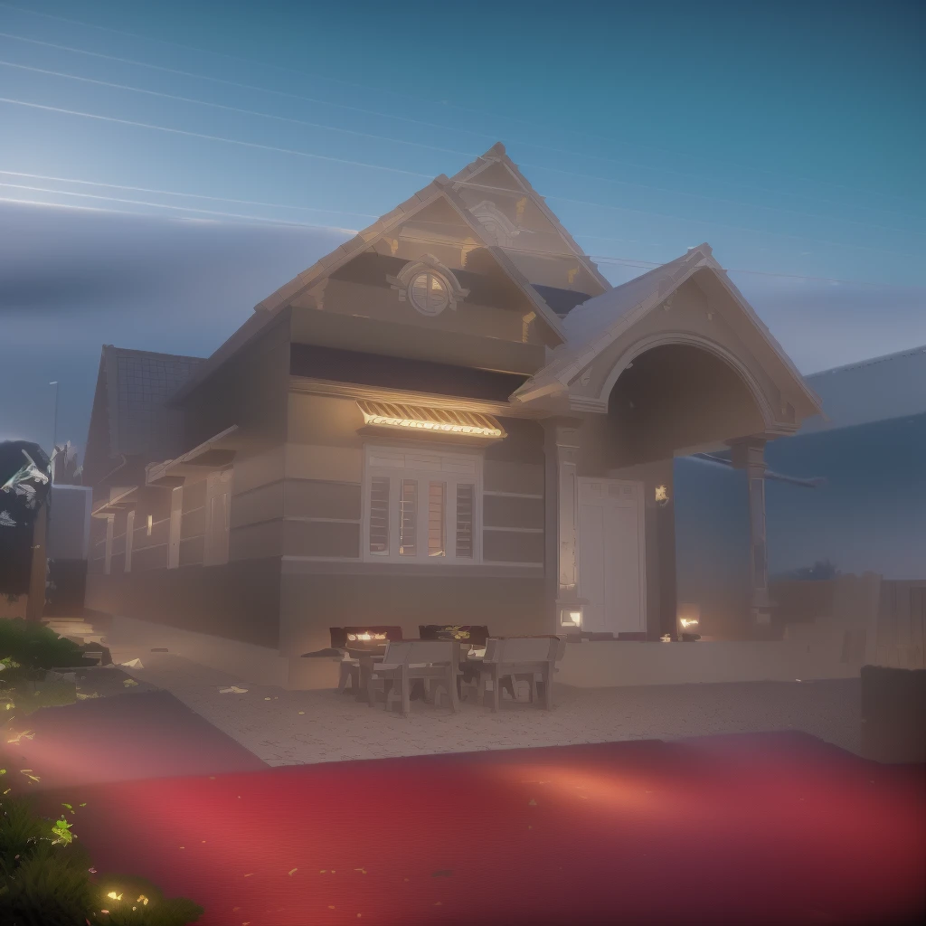 Garden villa, with swimming pool, garden in neoclassical styleClassical style,Neoclassical alloy gate fence, masterpiece, surreal, rendered by Vray 2023, Vantage, rendered 8k, 16k, ultra HD, iron patterned railings, Gray aluminum doors and windows, Natural light, cloudy, daylight, fence around the house, 16K