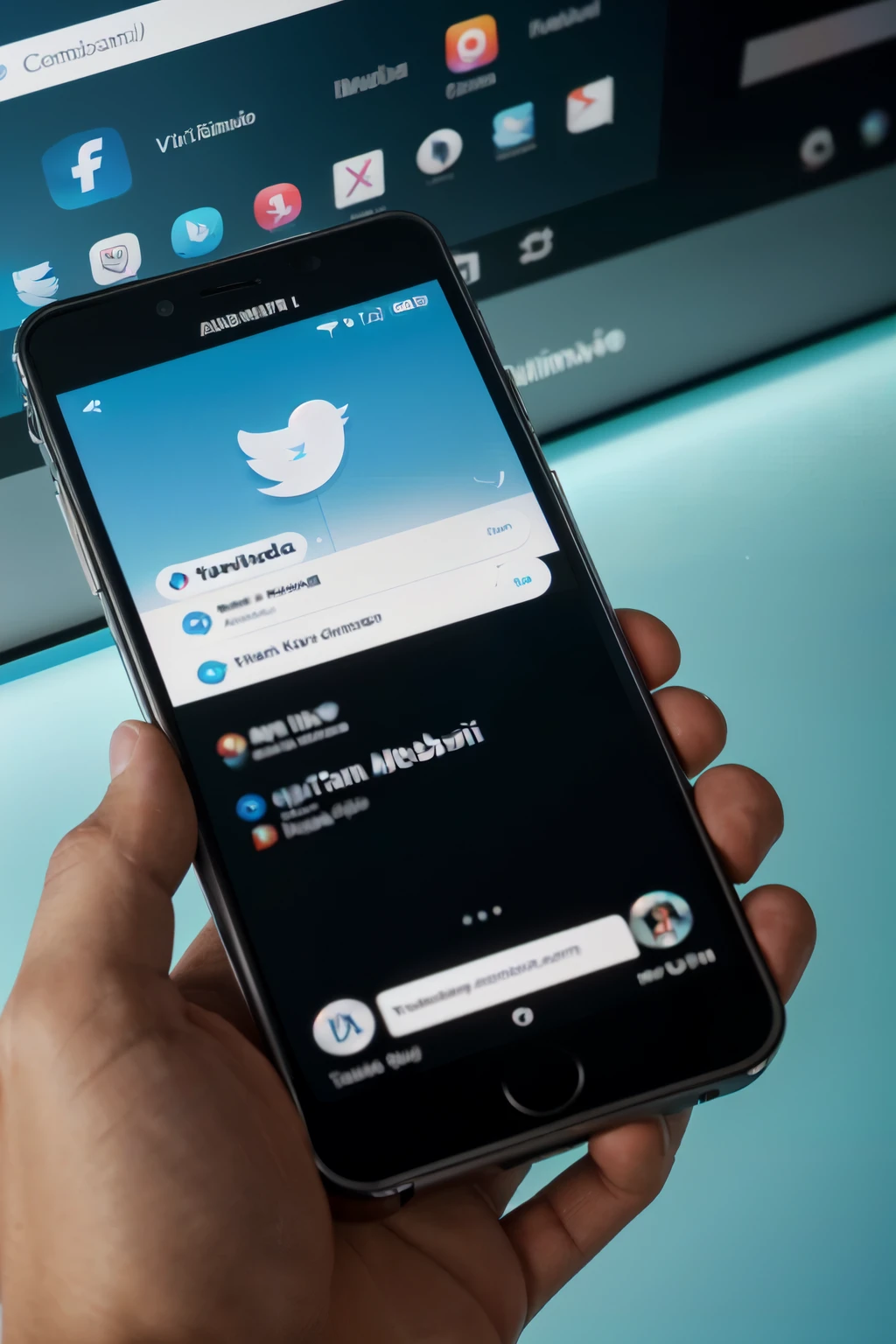 Ultra-detailed and clear image of a Twitter social media interface, featuring a video camera in the background in a photorealistic manner. The camera is sharp and defined, with intricate textures and realistic glossy reflections. The Twitter logo and interface elements are highly detailed, with crisp lines and well-defined typography. The overall color palette is vivid and rich, with excellent color accuracy and dynamic range. The image resolution is an impressive 12k, resulting in stunning detail and clarity, making it a true tmasterpiece that captures the essence of modern social media communication. (SLR camera, Well-lit, sharp focus, RAW format, Adobe Lightroom, Filmic, Ul