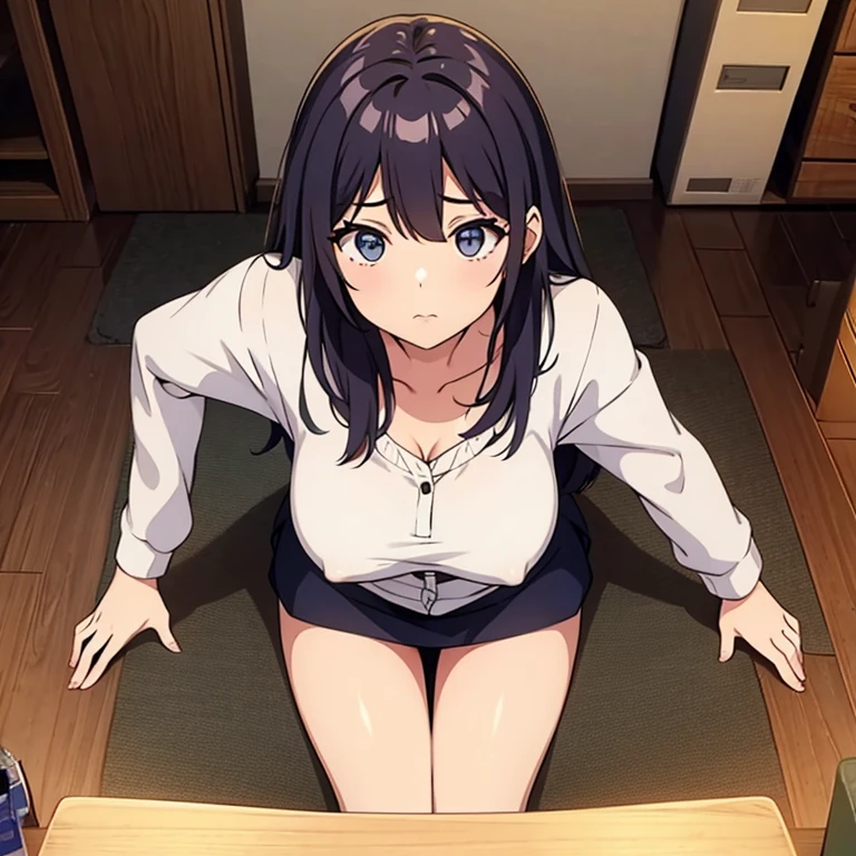Draw a girl from first person perspective,You can look down and see your own breasts,Don’t draw the girl’s head