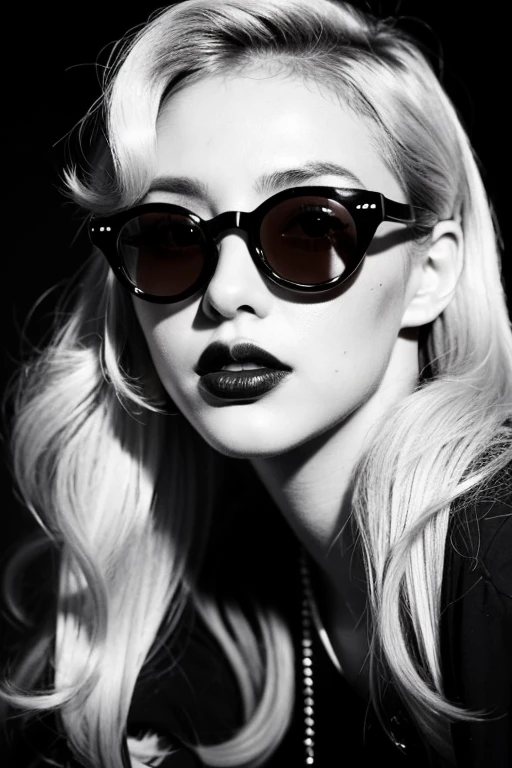(Female lips),(Sensual),(eros),(Black atmosphere),(Shadow),(Mouth only),(foreigner),(Only lips),(Westerners),(european),(brand hair),(Plump lips),(red lipstick),(black and white),(blonde),(lips are red),(顔はblack and white),(Vintage style),(sunglasses黒),(black and white写真),(人もblack and white),(sunglassesのレンズが黒),(unconventional),(neutral),(もっとdarkな感じ),(A photo that emphasizes the mouth),(sunglasses),(eye decoration),(sunglasses),(simple),(dark),(black and white),(strong skeletal woman),(eros),(thick lips),(Photo from the neck up),(Beautiful skin),(Glossy),(beautiful),(lady),(Black lens),(American)