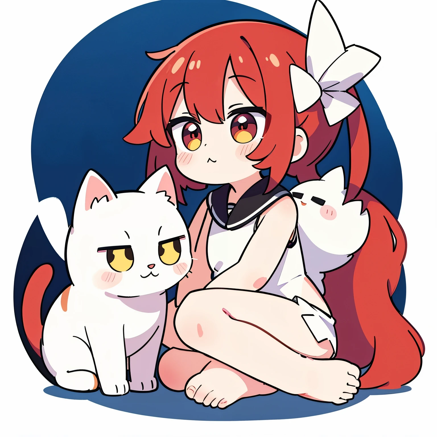 cute round white cat、Glutinous、red and round cheeks、