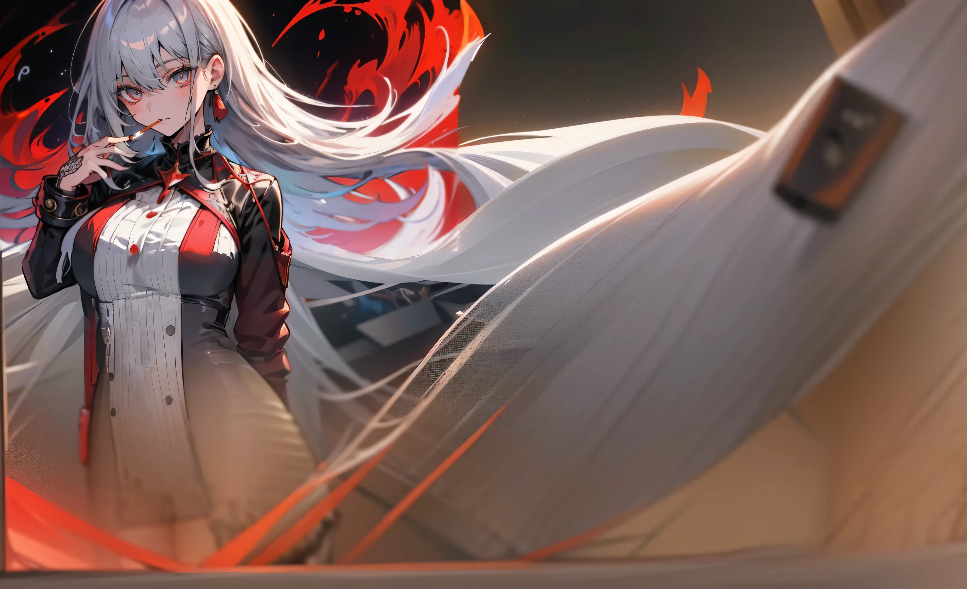 Woman with long white hair and black jacket, Best Anime 4K Kona-chan Wallpaper, from girls frontline, girls frontline universe, azur lane characters, girls frontline style, girls frontline cg, Ayaka Genshin impact, girls frontline, azur lane style, small details. girls frontline, detailed anime character art, From Arknights