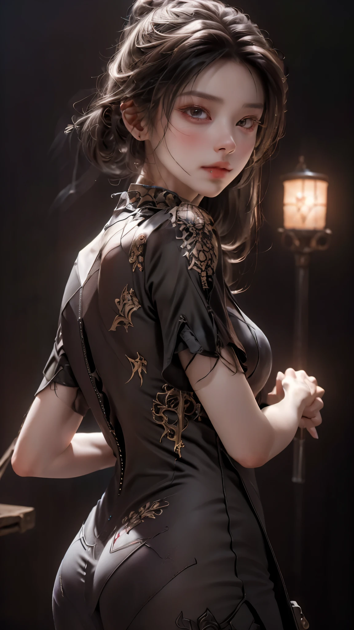 ((highest quality)), ((masterpiece)), (detailed:1.4), 。.。.。.3D, beautiful cyberpunk woman image,nffsw(high dynamic range),ray tracing,NVIDIA RTX,super resolution,unreal 5,Scattered beneath the surface,PBR texturing,post processing,anisotropic filtering,Depth of bounds written,maximum clarity and sharpness,multilayer texture,Albedo and specular maps,surface shading,Accurate simulation of light-matter interactions,perfect proportions,octane rendering,two-tone lighting,wide aperture,Low ISO、White balance、Rule of thirds、8K students、((Holding a sword in your hand))(((Look back and look back)))