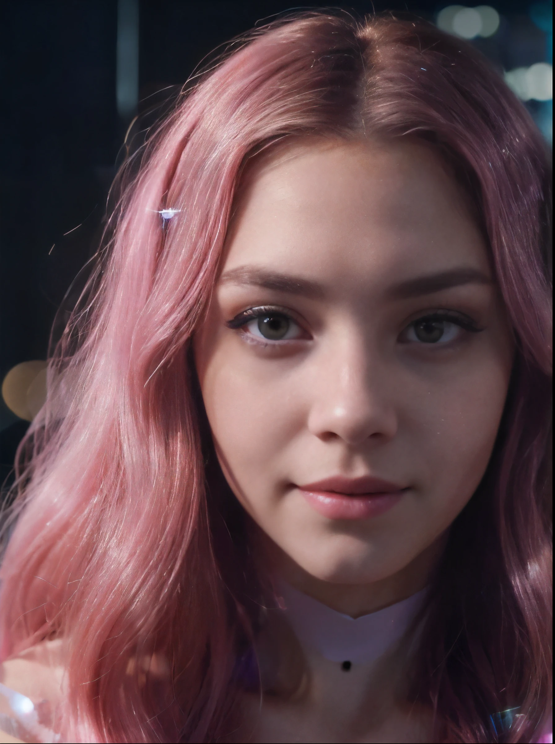 High quality للوجه, High quality long pink hair, High quality yellow eyes, High quality small nose, High quality pink mouth, High quality black eyelashes, High quality dimples, high image quality, High quality, 8k, Cinematic, High accuracy, Three dimensional, Light based, Futuristic, Very detailed