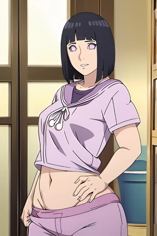 Hinata Hyuga、1girl in, ​masterpiece、top-quality、NSFW, short-cut、{Colossal tits}、A sexy、{Masturbation}、enjoyment、Sensitive nipples、{Lustful}、Erotic smile、