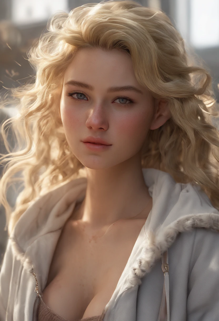 Super detailed beautiful girl，Exquisite facial features，blonde culy hair, perfect face， Is full body , sexy, on all fours,White panties， Showing ass looking over shoulder smiling sexily, Small breast, small sexy ass, ultra high definition, 4K, 8k, 