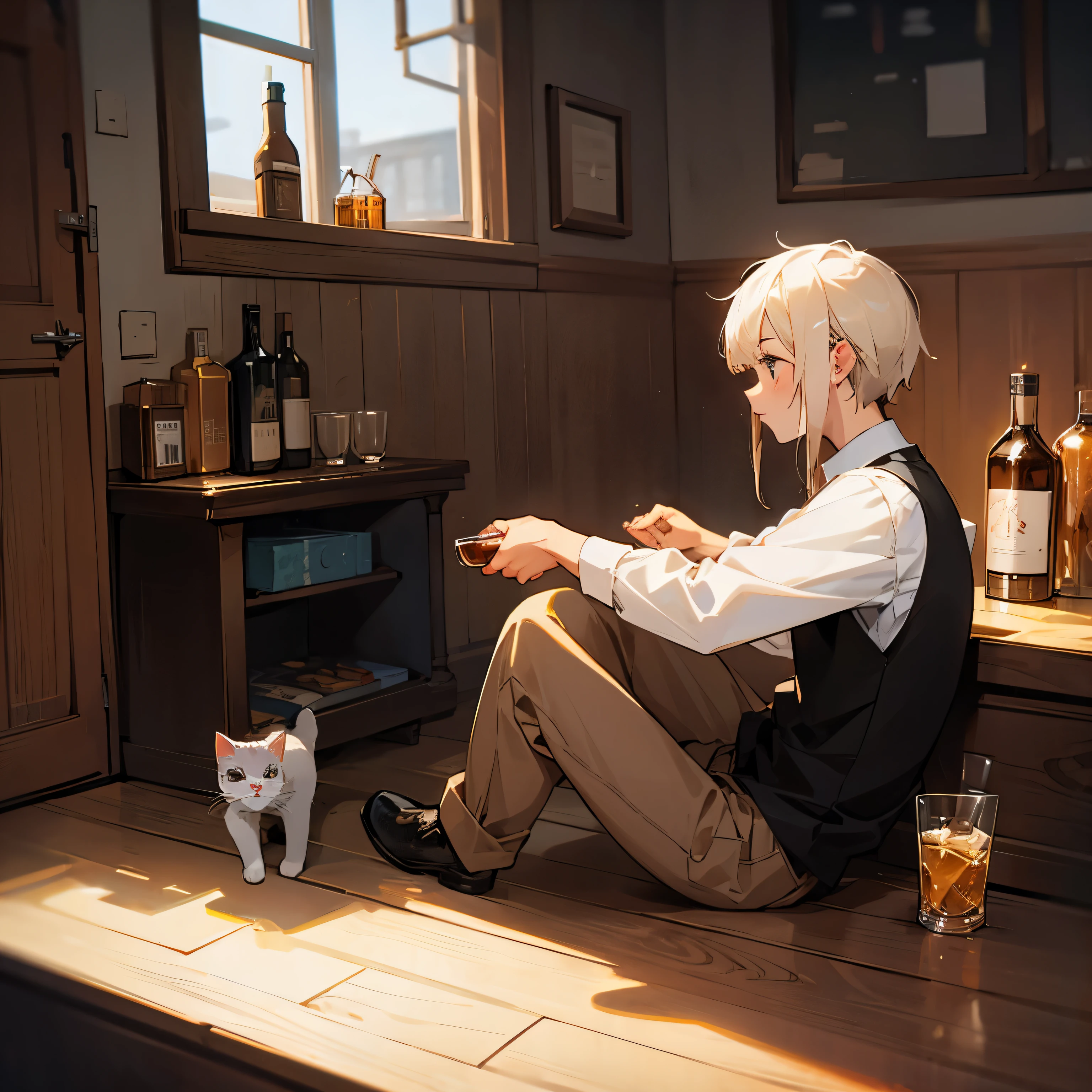 cat and whiskey