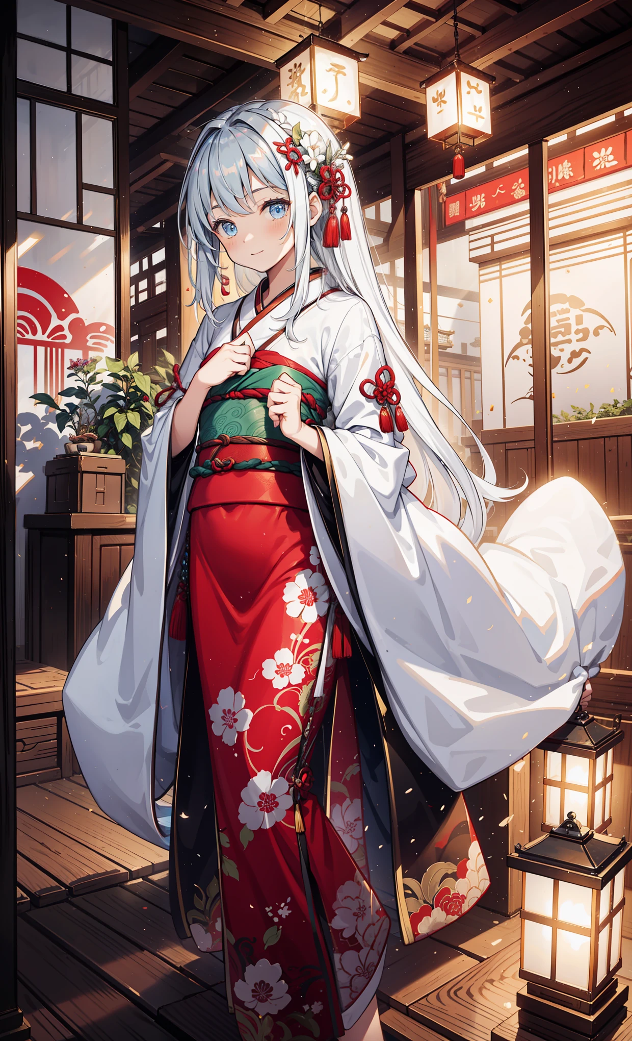 night，moon，game scene，Chinese palaces are full of mystery，shrouded in mist，teenage girl，having fun，glazed tiles，lantern，Pure and transparent Hanfu，Transparent fabric，enchanted，water mist，ink，Show off,unpredictable， masterpiece，high quality，Beautiful graphics，high detail