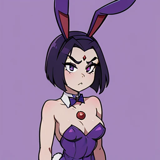 good quality,1 girl,shorth hair,cabelo roxo,bunny ears,mixed with hair,pixie style,slim,medium breasts/big teats,no clothing,in provocative position,nsfw,with intimacy for the camera*