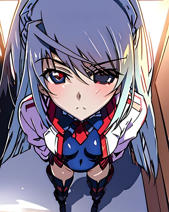 highest quality,sleep on your back in bed,Crab crotch,show me your boots,thigh high boots,leotardチラ見せ,glove,elegant, 1 girl, leotard,body suit,cute, blushed, looking at the viewer, from below, prison,blue eyes, beautiful eyes, beautiful background, particles of light, Light of the sun, dramatic lighting, outside, shiny, realistic, table top, highest quality, Super detailed, get used to it, scenery, beautiful and detailed eyes, thin hair,full body shot,
