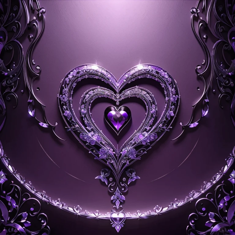 Magical decorative purple heart, intricately detailed, hyper realistic