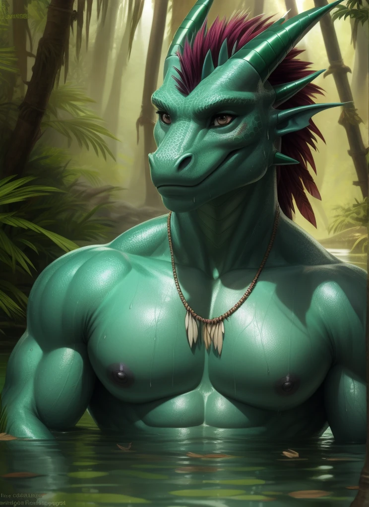 ultra-detailed, masterpiece, masterwork, high quality, best quality, hdr, (nature), posted on e621, (by Chunie ), nsfw, male, solo, chibi, ((nude, foreskin, perfect balls, pubic hair)), (green body dragon), dragon, (white body), (dragon face, long silver hair, yellow eyes), standing, from below, dynamic angle