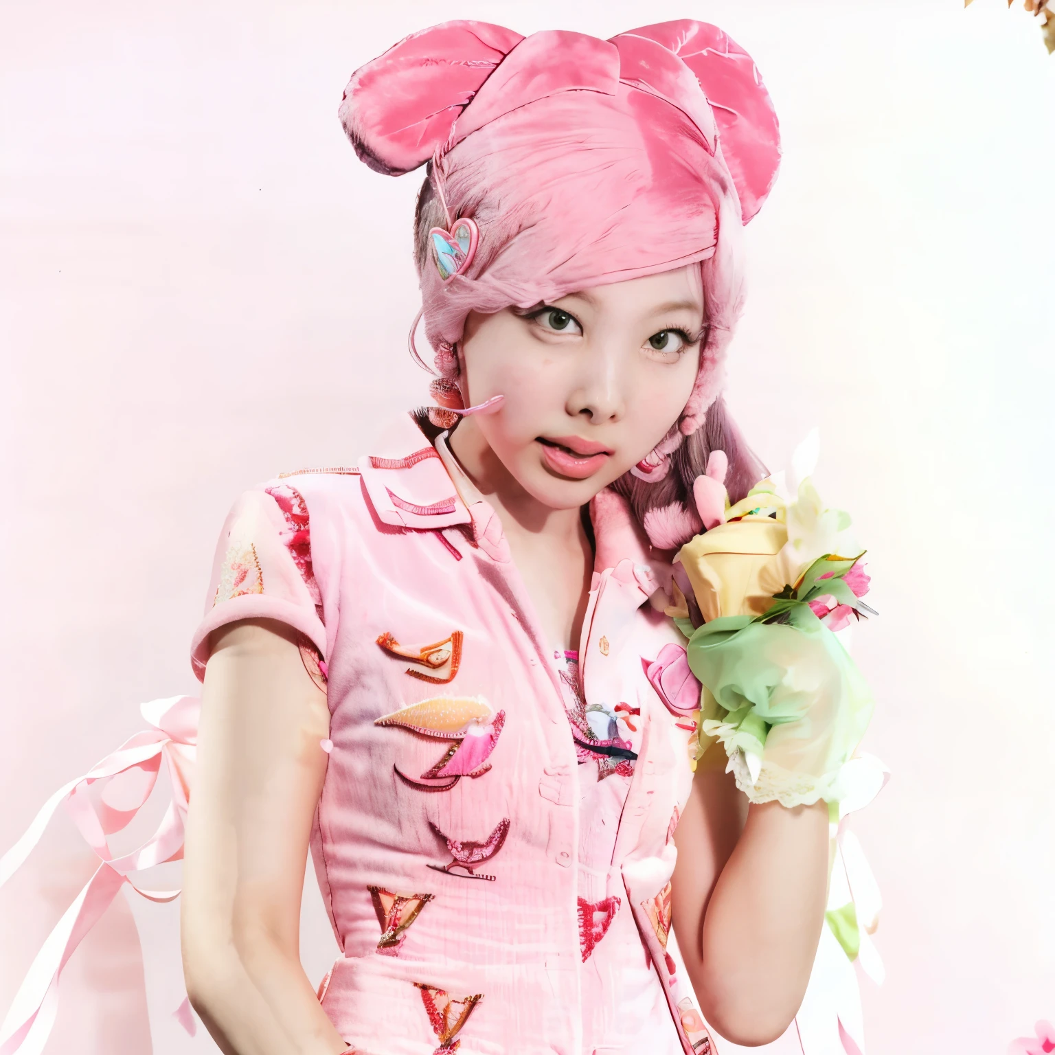 Chica araffe con vestido rosa sosteniendo un bolso rosa y un bolso rosa, nayeon de twice, retrato de nayeon twice, im nayeon de twice, portrait of nayeon de twice, bella delfina, inspirado por Kim Jeong-hui, Jinyoung Shin