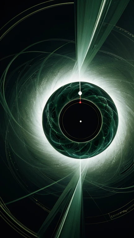 Two-dimensional beautiful girl,dark green vortex,folds,clock