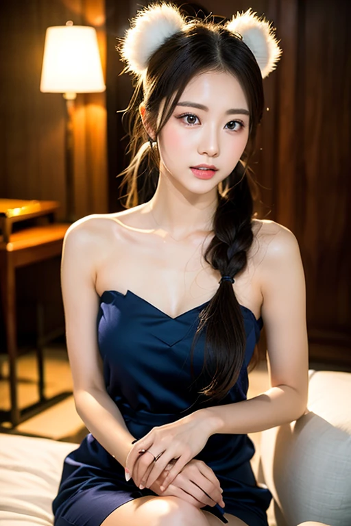 (Very extreme detailed),(patriarch),(Very extreme),(realistic),CG,(color:1.2), beautiful light,Light from the front,Rating:safe,alone, Haruna!,color่เขา,colorน้ำตาล_hair,Twintail,long_hair,conjunctivitis,hair_decorations,setai_Ryoiki,thigh_boots,short_set, setพยาบาลcolorขาว,