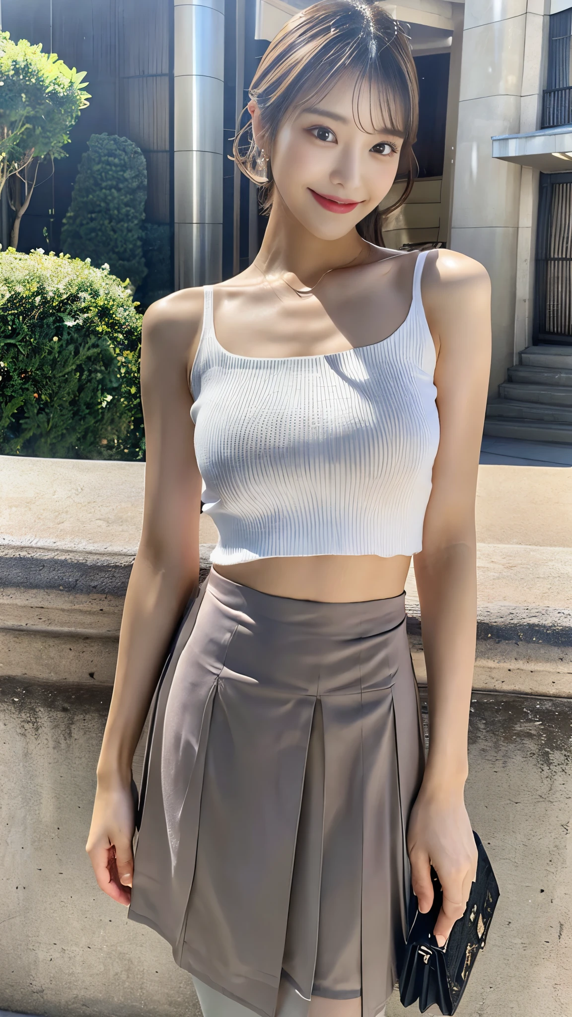 (hyperrealistic), (illustration), (high resolution), (8K), (extremely detailed), (best illustration), (beautiful detailed eyes), (best quality), (super detailed), (masterpiece), (wallpaper), (detailed face), solo, (dynamic pose), 1girl, white off-the-shoulder shirt with sexy super short yoga pants, bare shoulders, blooming flower field, glowing skin, light smile, camel toe, (no panties), (no bra)