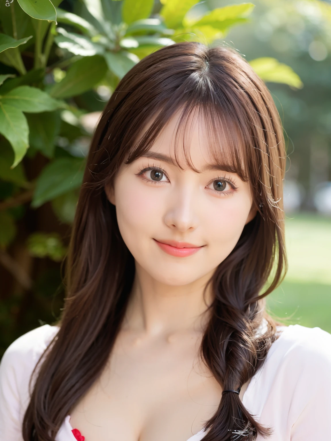 Best quality, long hair bangs curly two side braids loose towards the front, (Brown hair color), 超高分辨率, (Photorealistic:1.4), 1lovelygirl, bit girl, (Young), pink puffy , NSFW, ,(Kpop idol), (aegyo sal:1), Smiling, Cute, full bodyesbian, hands together in front, Background street, Nature, peaceful neighborhood, Sunlight,Lolita prostitute